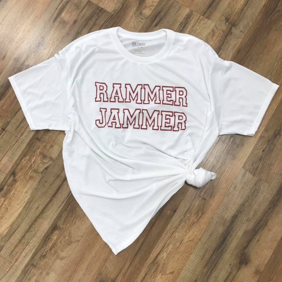 Rammer Jammer Alabama Show That Roll Tide Spirit Off With A Classic Sublimation Design On White Tee