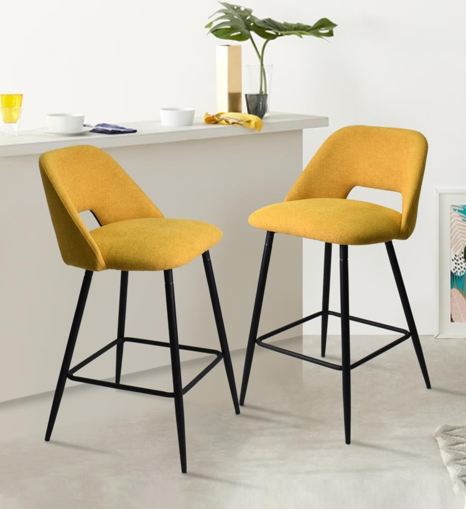 NeuType Casual Polyester/Polyester Blend Upholstered Dining Side Chair (Metal Frame) in Yellow | MIRUO-A055