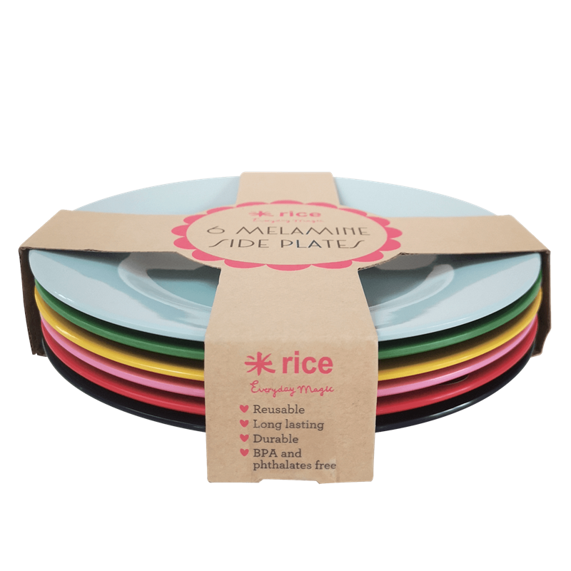 Rice - Melamine Round Side Plates 6 Pcs - Favorite Colors