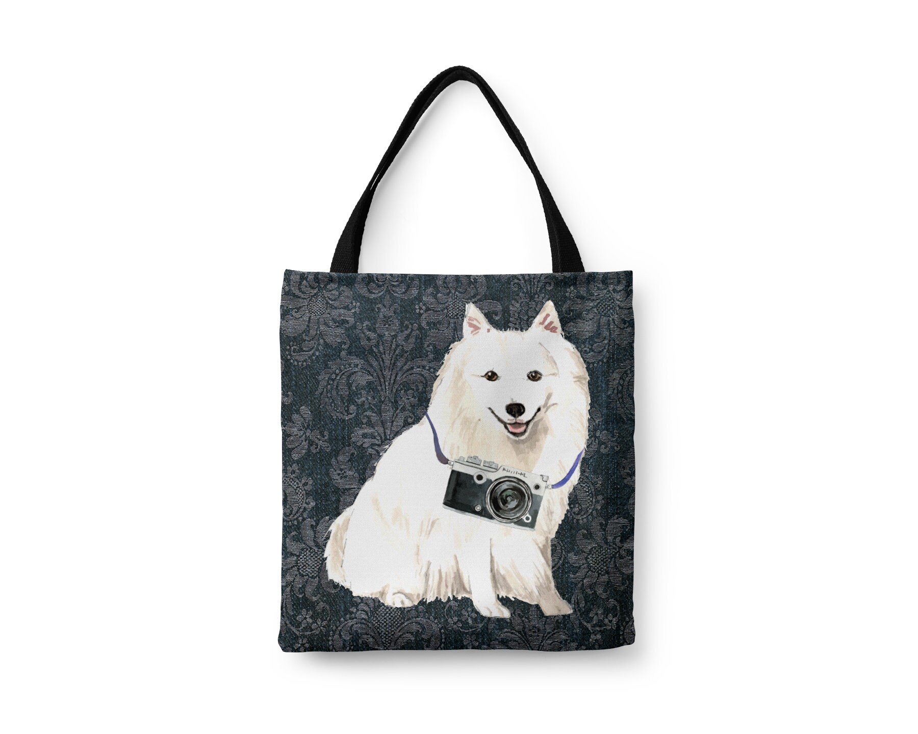 Japanese Spitz Dog Tote Bag Illustrated Dogs & 6 Denim Inspired Styles. All Purpose Ideal For Shopping, Laptop. Js