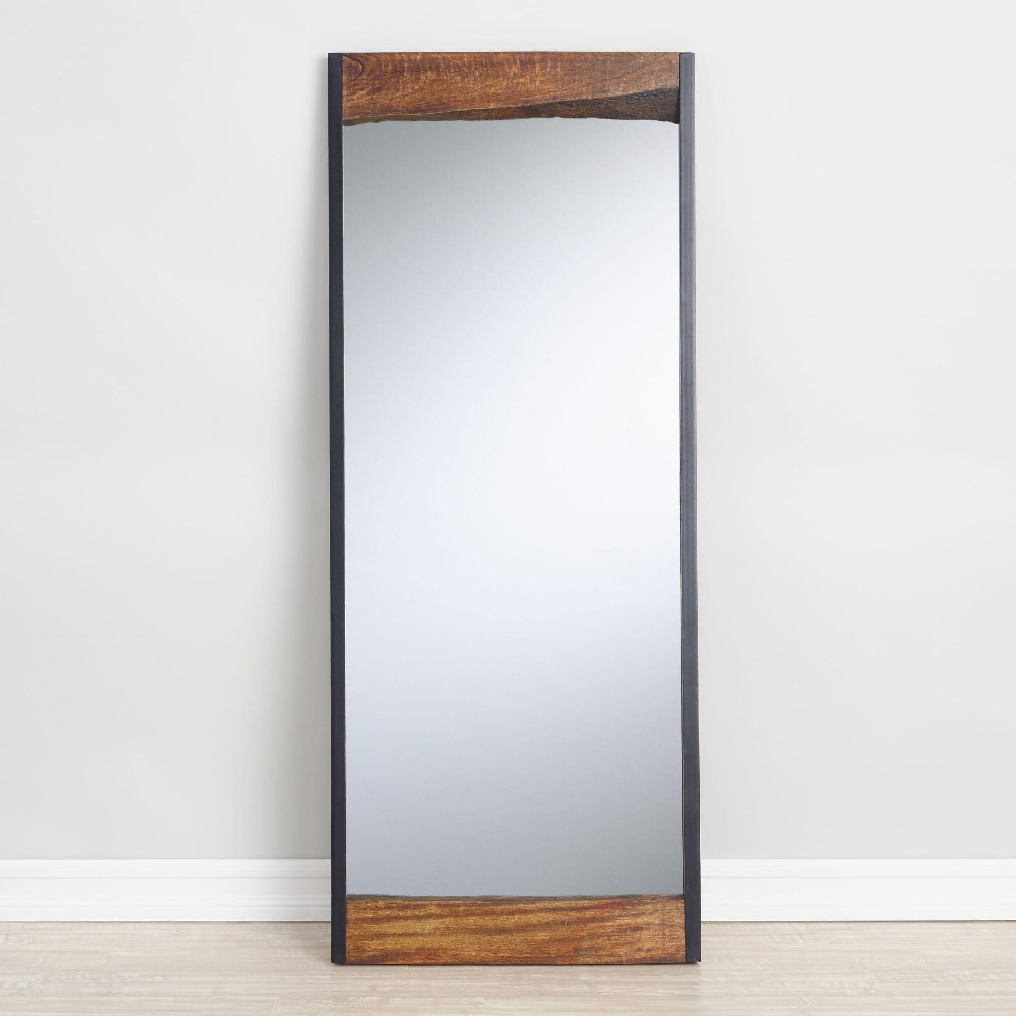 Walnut Brown Live Edge Leaning Full Length Mirror - Wood by World Market