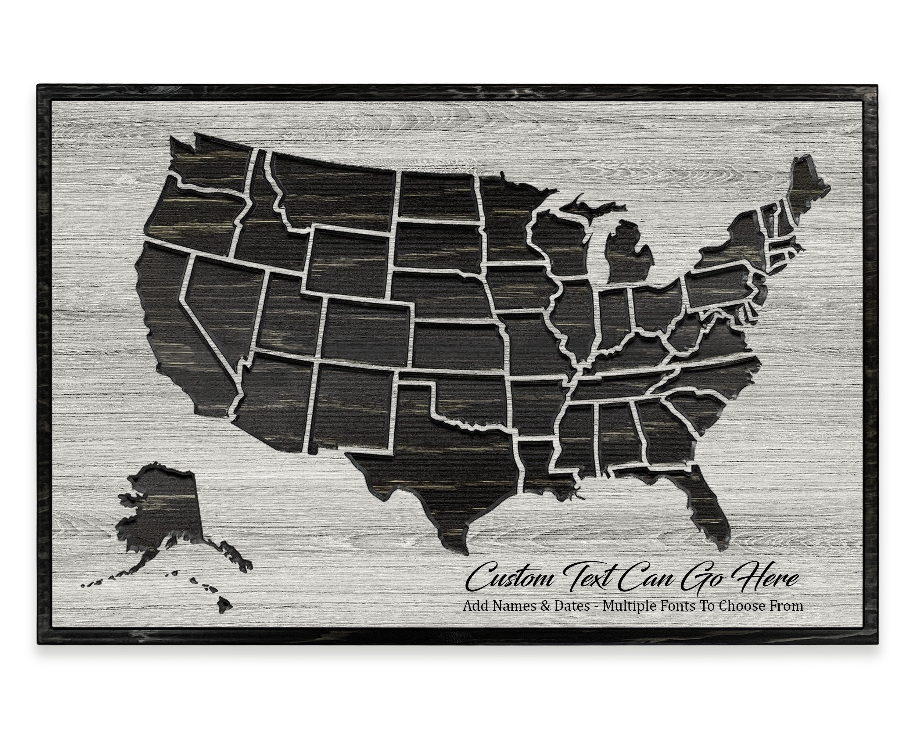 Us Map Wall Art, Customizes Text, Travel Log, Of United States, Push Pin Map, Pictures, Print, Canvas, Usa, America, Gift Ideas, Rustic