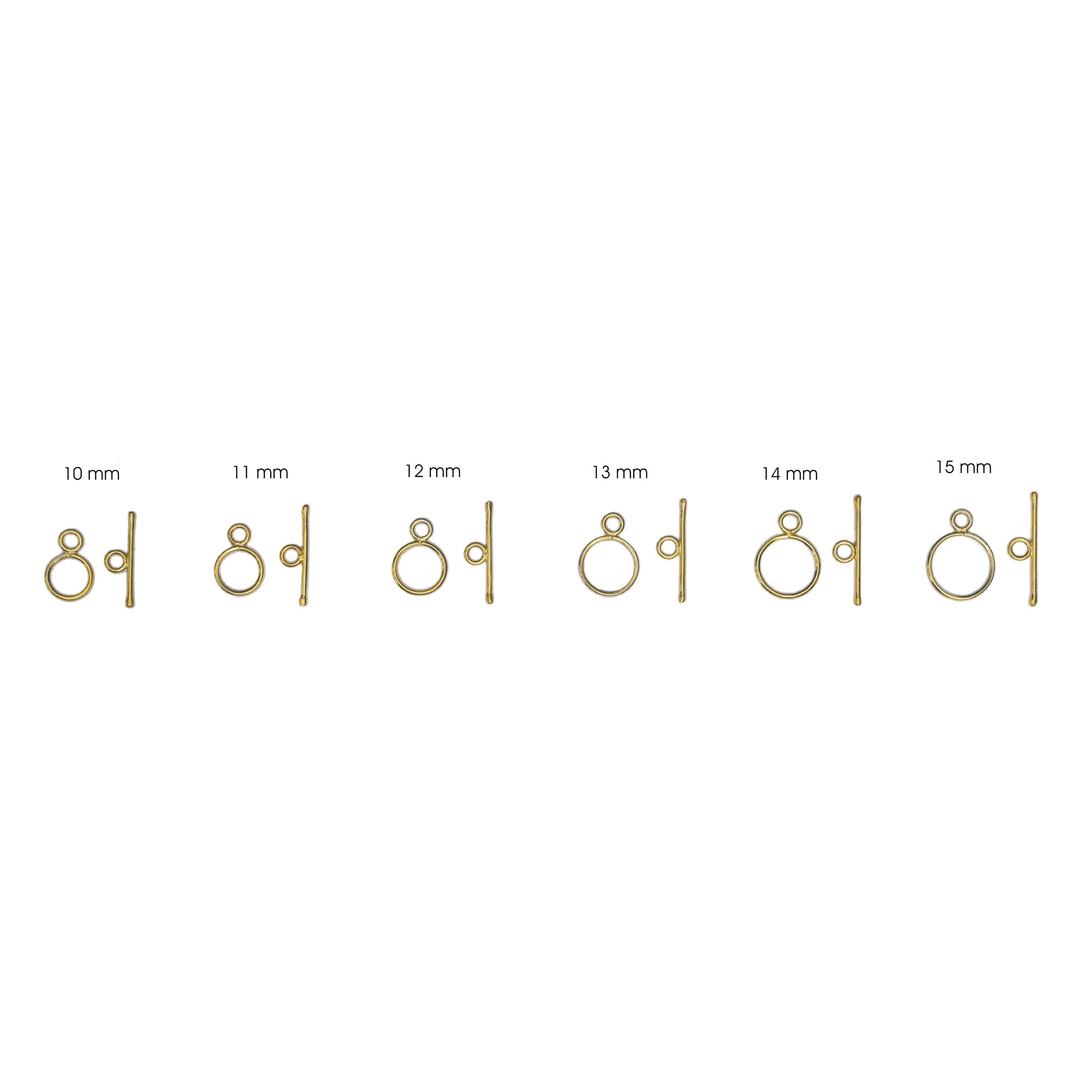 Set Of 50 Pieces Gold Vermeil Toggle Clasps 10 Mm, 11 12 13 14 15 925 Sterling Silver Findings