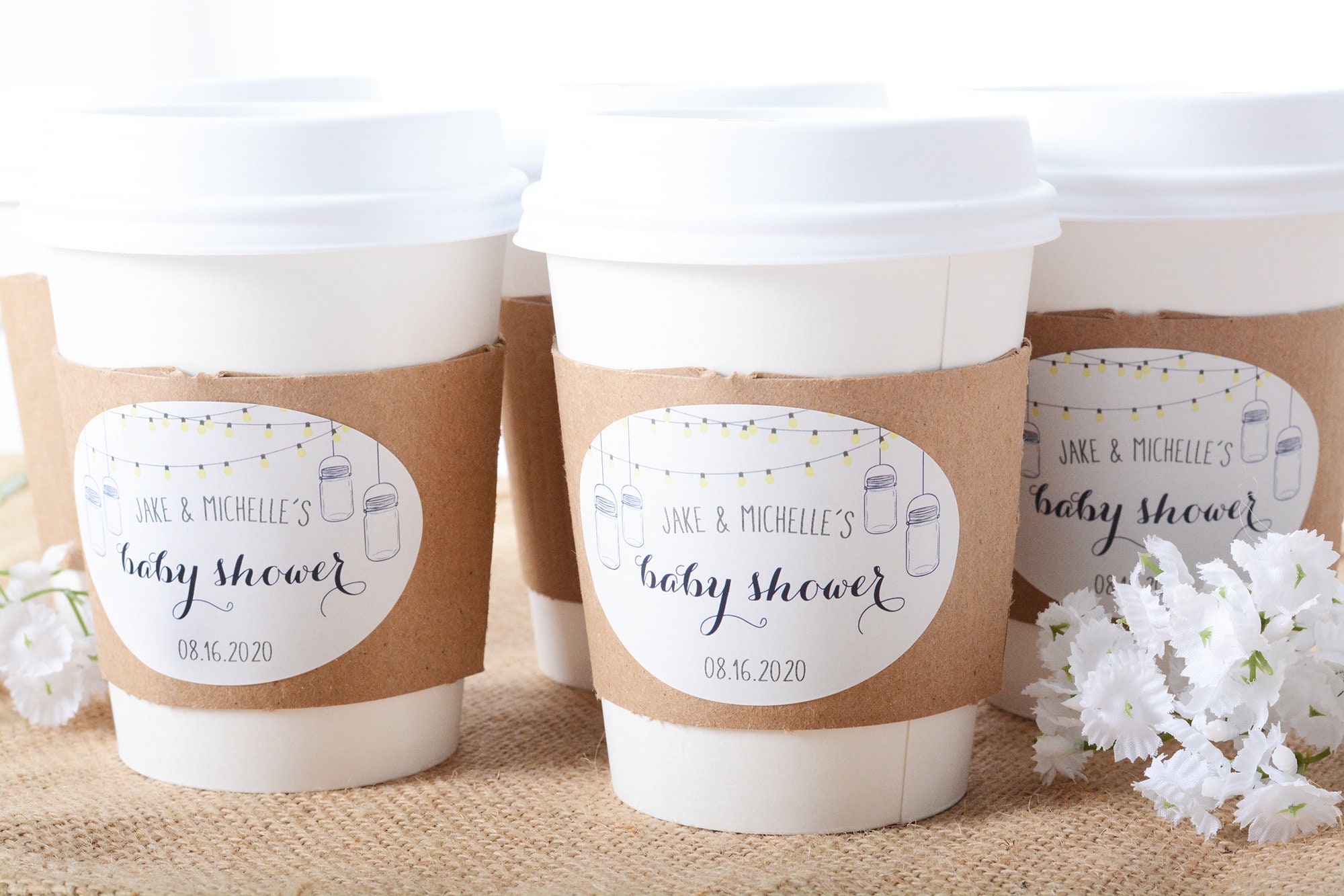 Baby Shower Cups - Rustic Coffee Bar Beverage Hot Cocoa Cup Sets & Labels #bscf-85