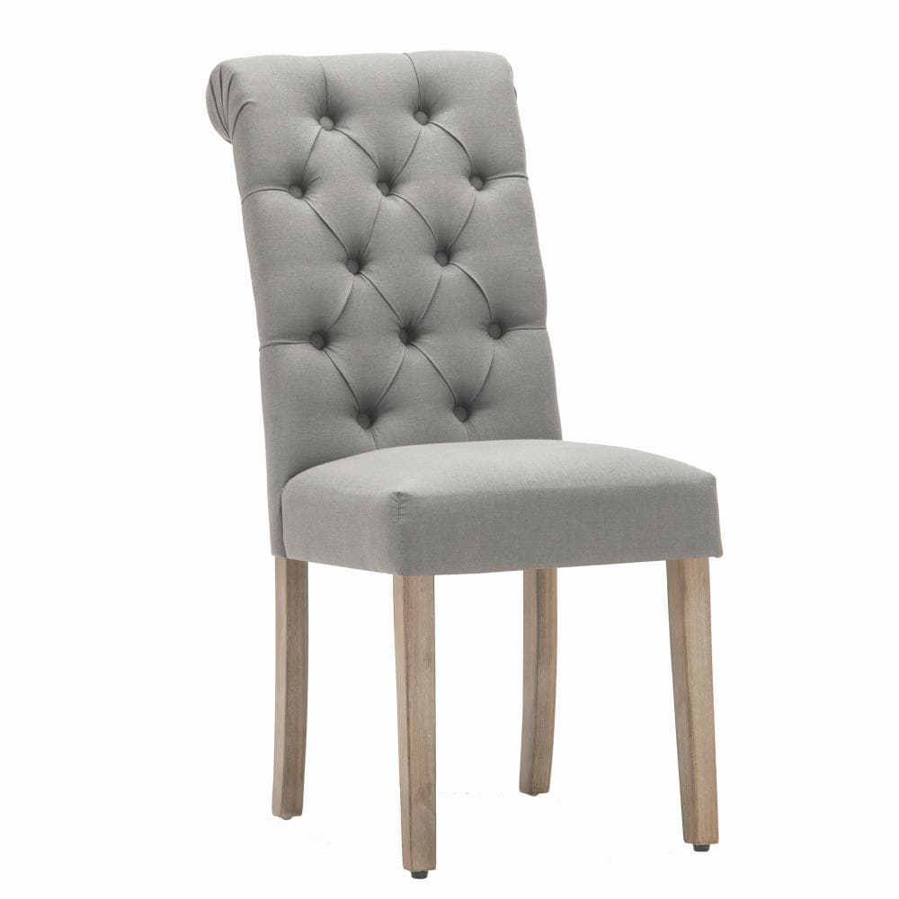 AC Pacific Traditional Polyester/Polyester Blend Upholstered Dining Side Chair (Wood Frame) in Gray | D-006-GREY