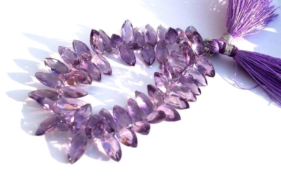28Pcs 12x6mm Natural Amethyst Faceted Marquise Cut Stone Briolettes - Semiprecious Gemstone Beads Diy Jewelry Making Earrings Pair