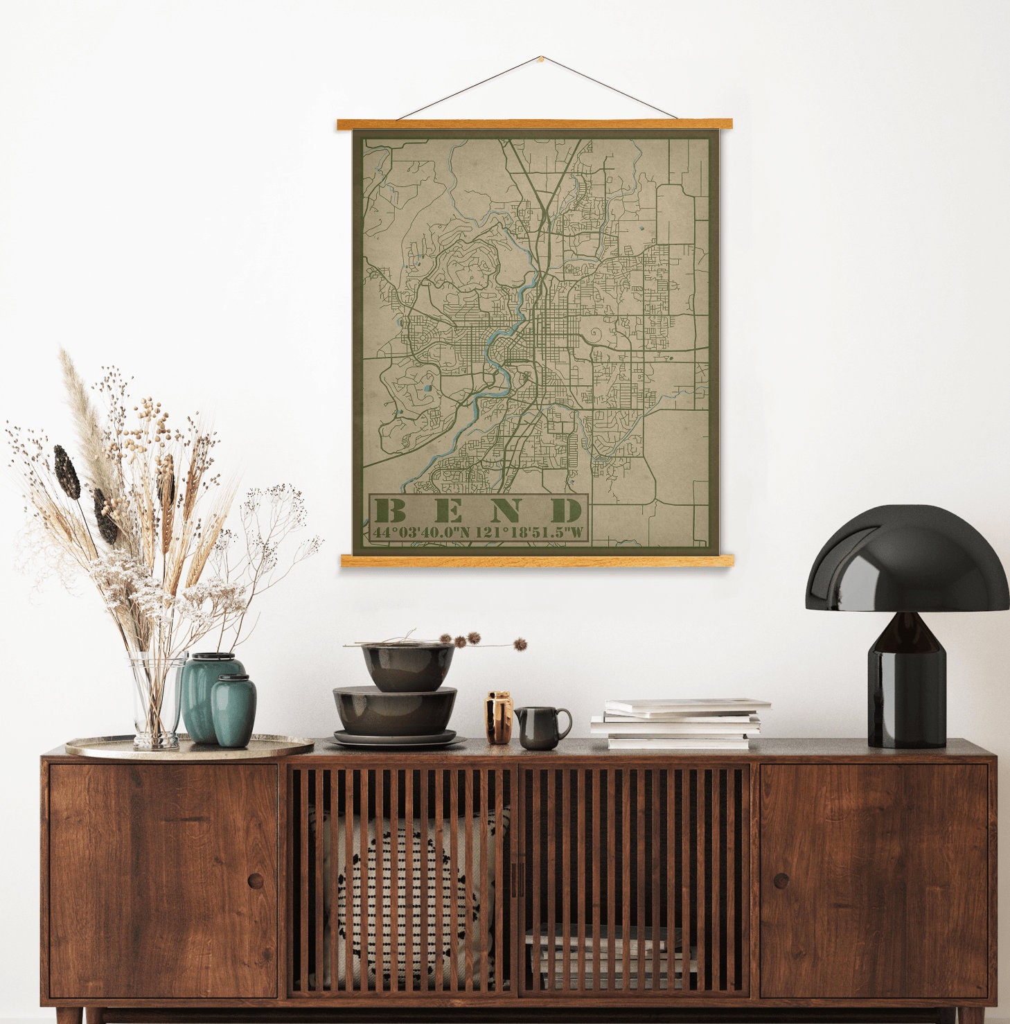 Bend Oregon Street Map | Hanging Canvas Of Printed Marketplace