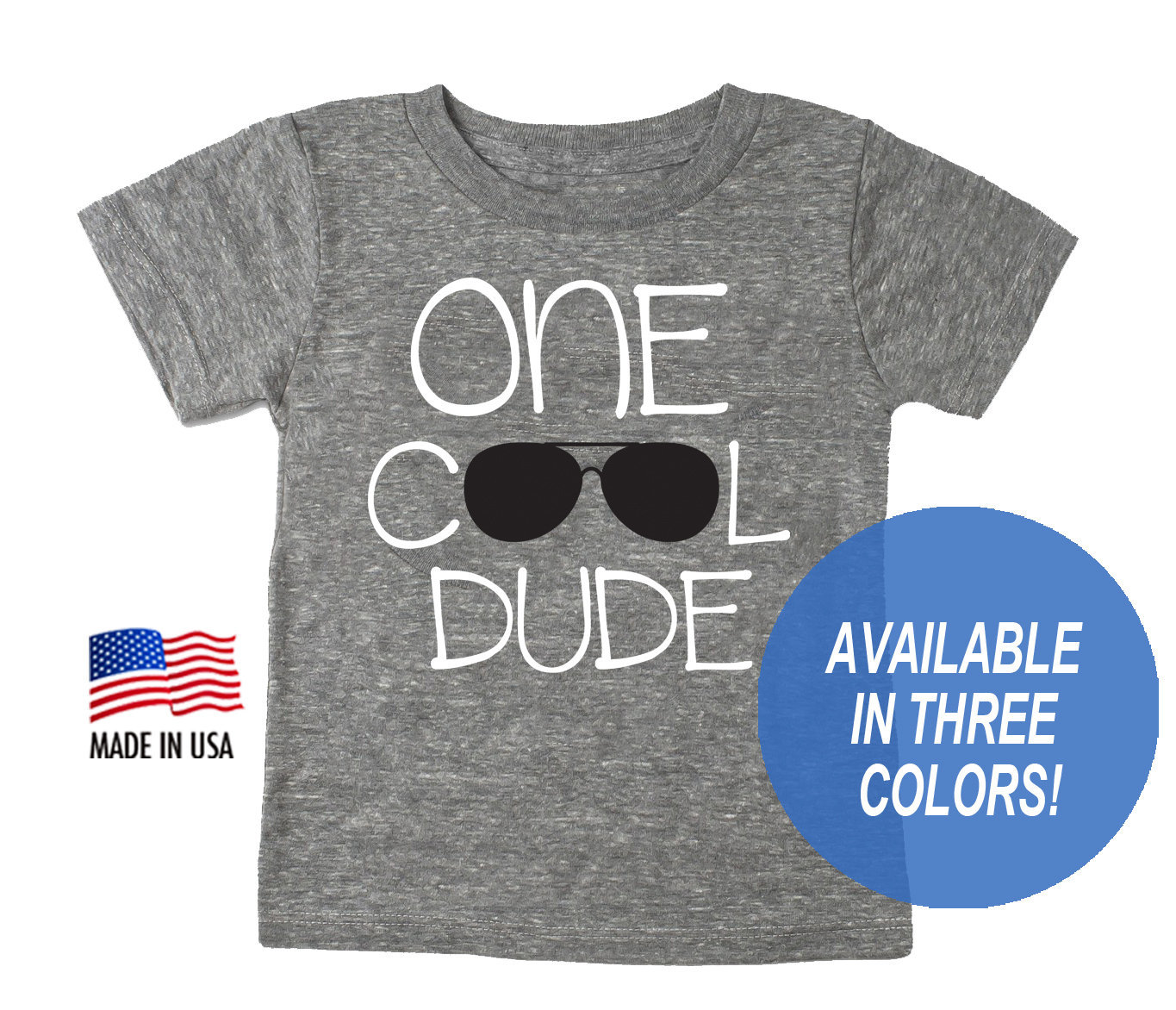One Cool Dude Tri-Blend First Birthday T-Shirt - Baseball Shirt For 1st Infant & Toddler Sizes
