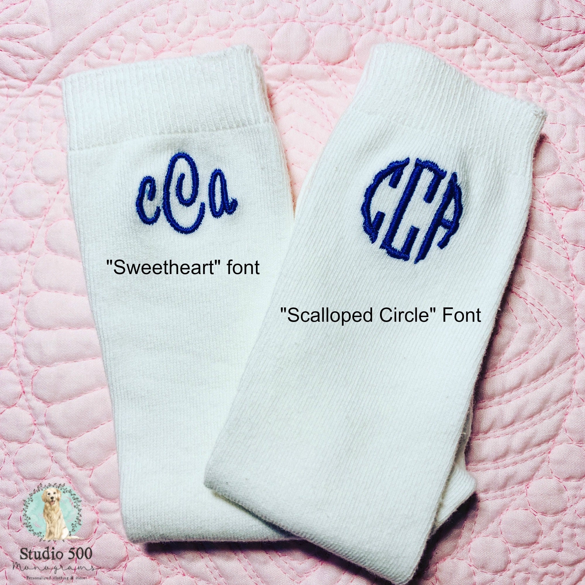 Socks/White Cotton Blend Unisex Monogrammed/Embroidered Knee High Socks/Holiday/Birthday/Weddings/Special Occasion Socks