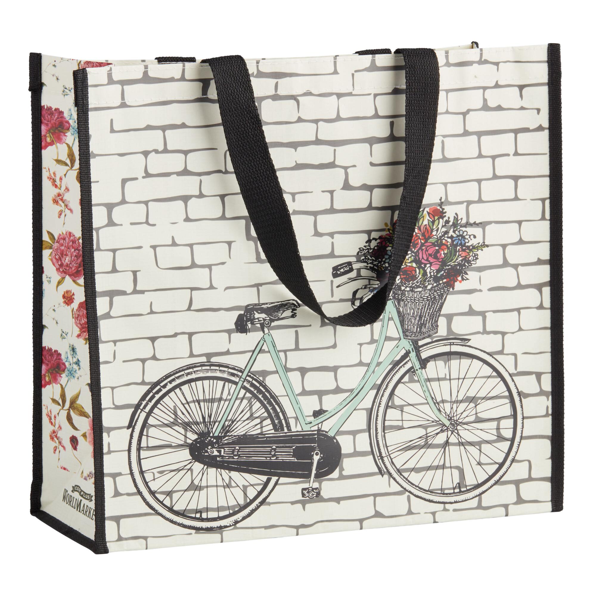 Large Bicycle Floral Tote Bag by World Market