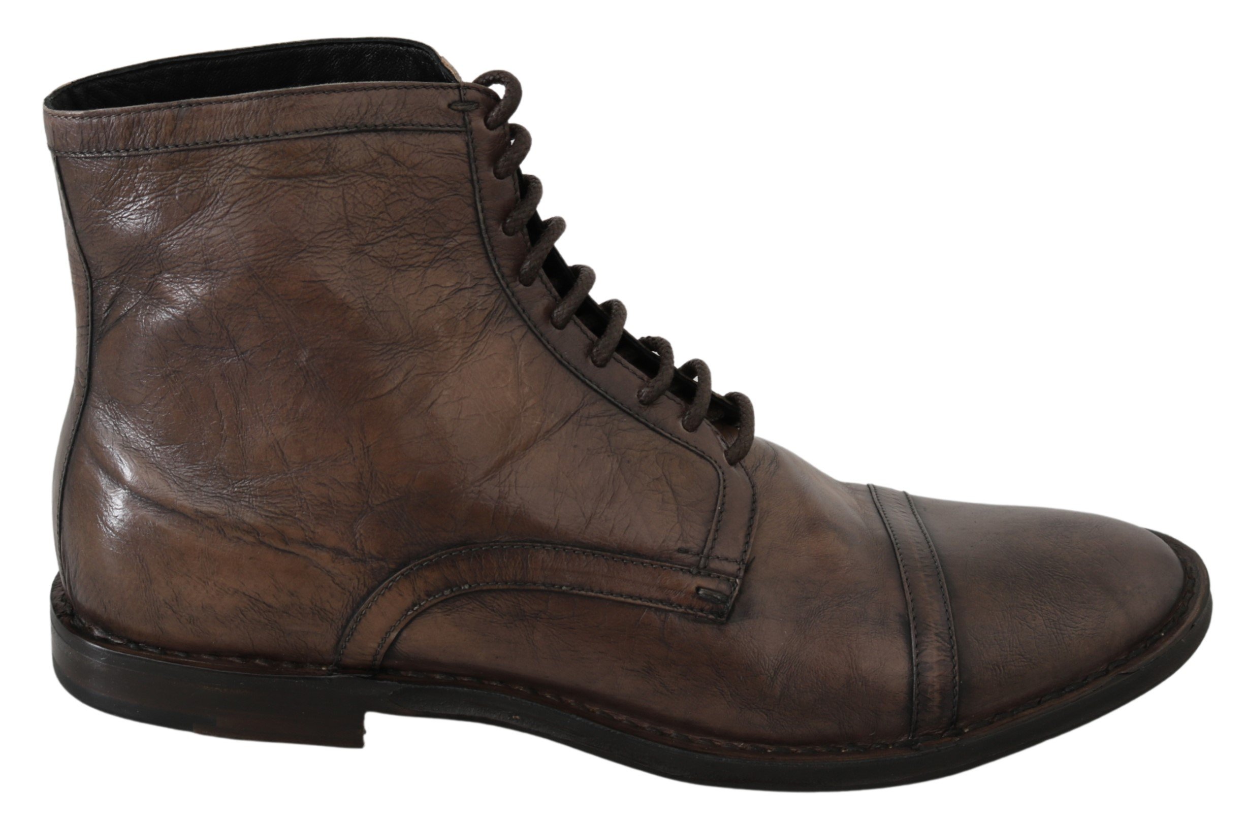 Dolce & Gabbana Men's Patterned Leather Derby Boots Brown MV3059 - EU44/US11