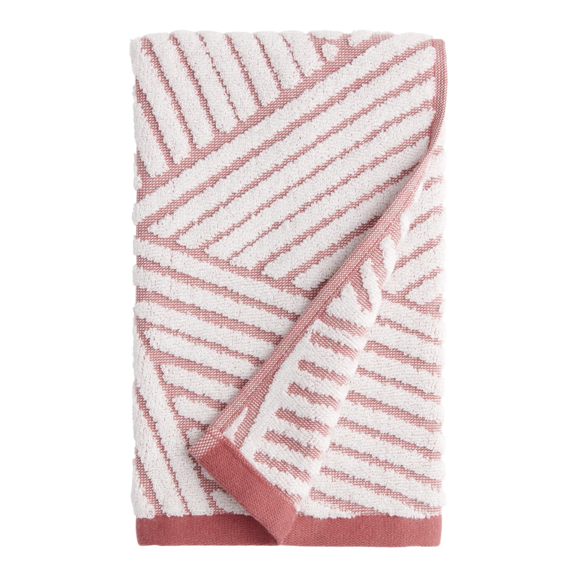 Blush and White Sculpted Crosshatch Blake Hand Towel: Pink - Cotton by World Market