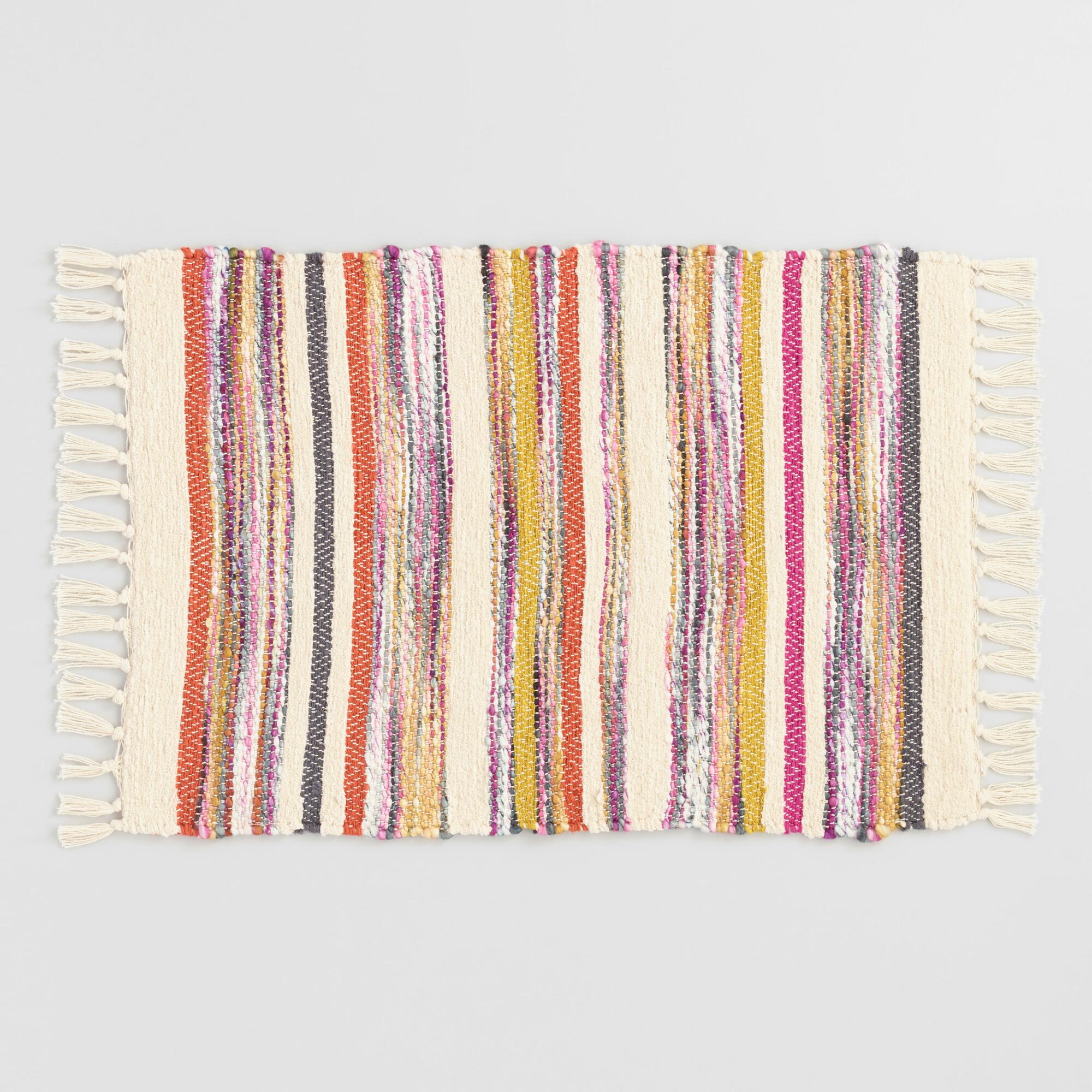 Warm Multicolor Chindi Stripe Placemats Set of 4 by World Market