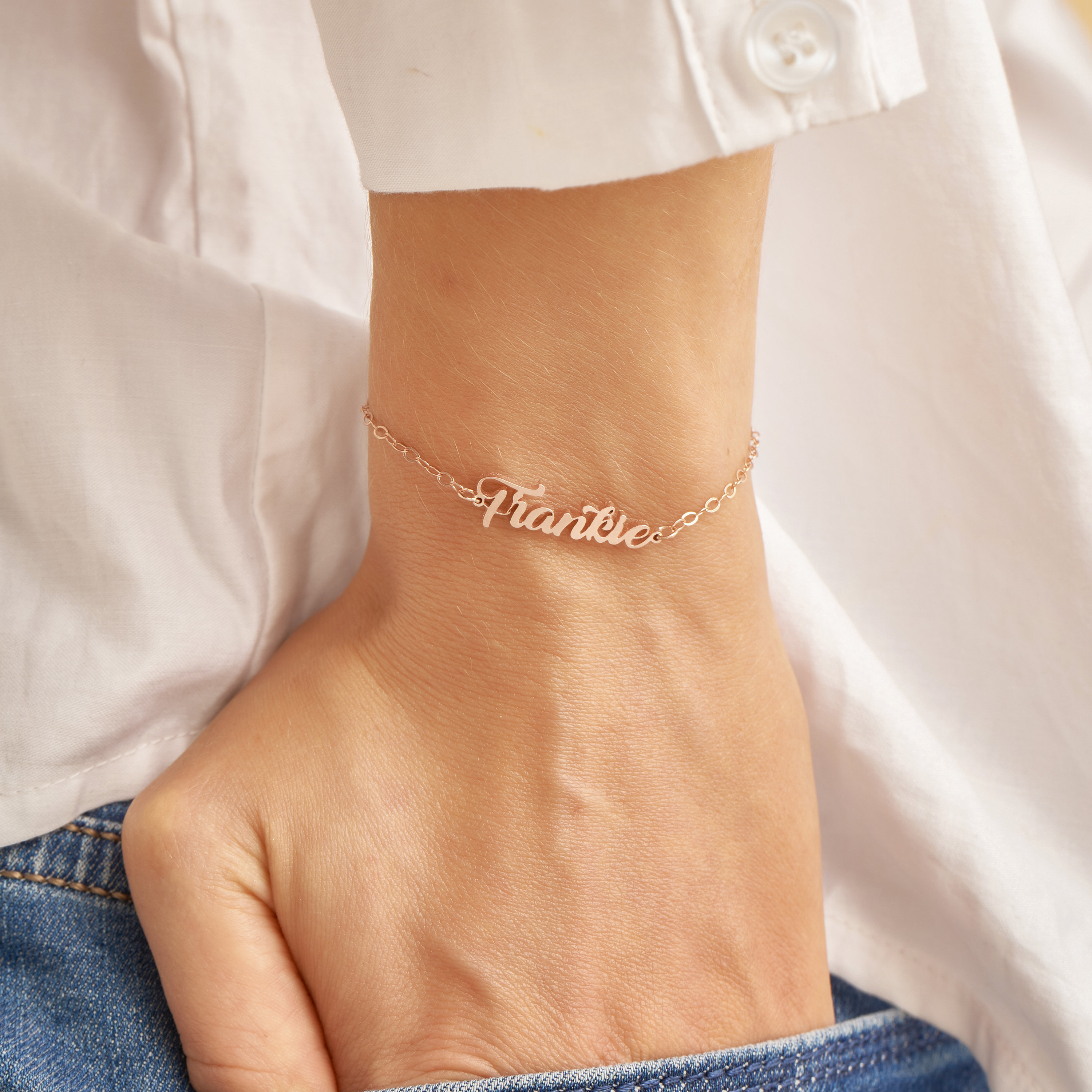 Dainty Name Bracelet Script Personalized Children's For Mom Christmas Gift Her Bh08F84