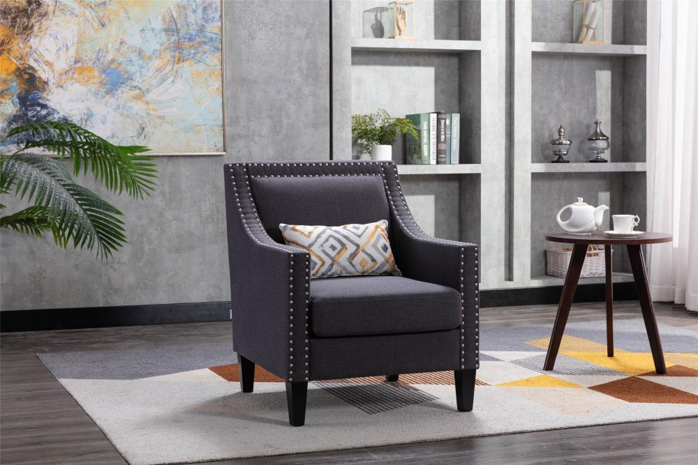 CASAINC Modern Linen Blend Accent Chair-Living Room Arm Chairs Comfy Single Sofa Chair(Gray) | HF-W39520738