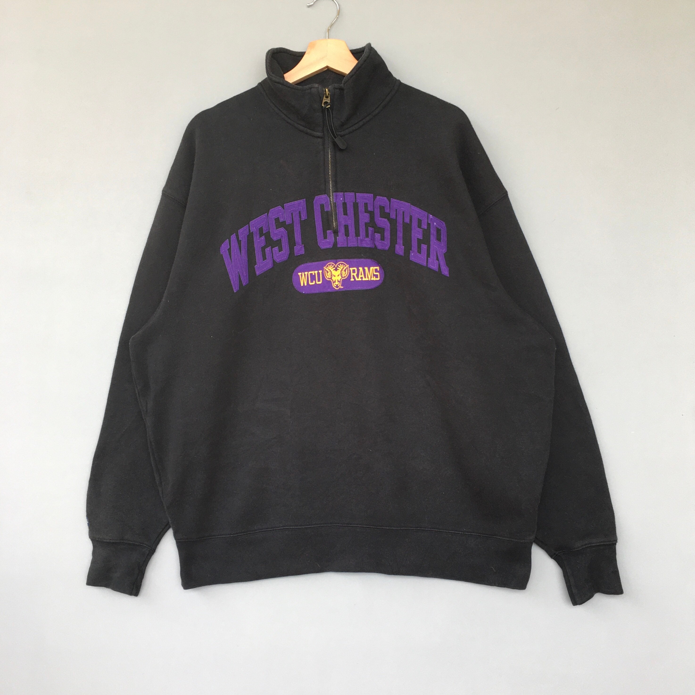 Rare Vintage Jansport West Chester University Sweatshirt Half Zip Pullover Jumper/Wcu Golden Rams Sweatshirt