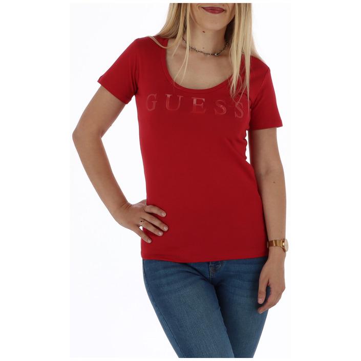 guess red t shirt women's