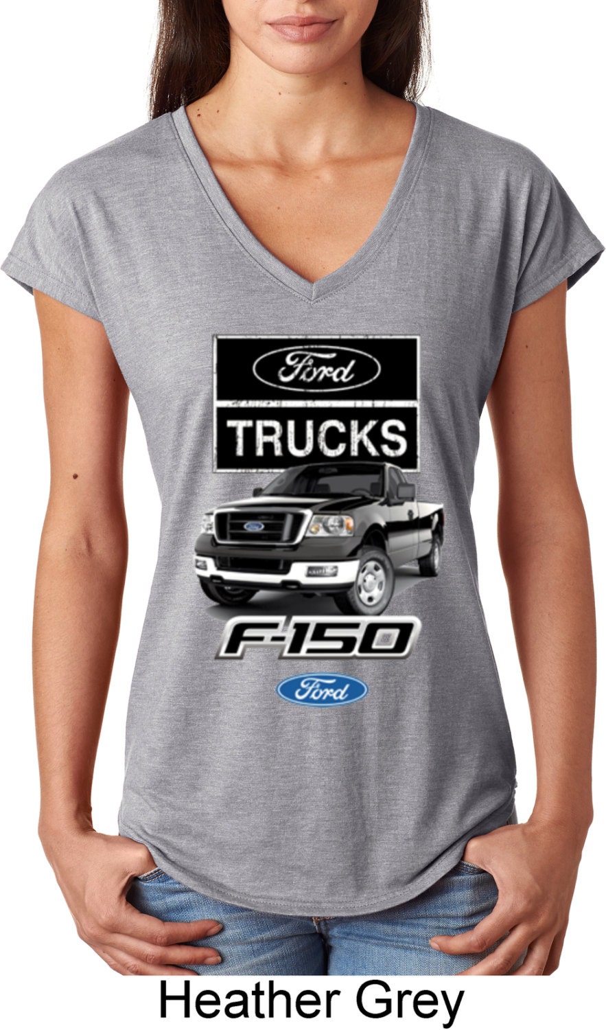 Ladies Ford F-150 Tri-Blend V-Neck Tee T-Shirt 13742Hd2-6750Vl