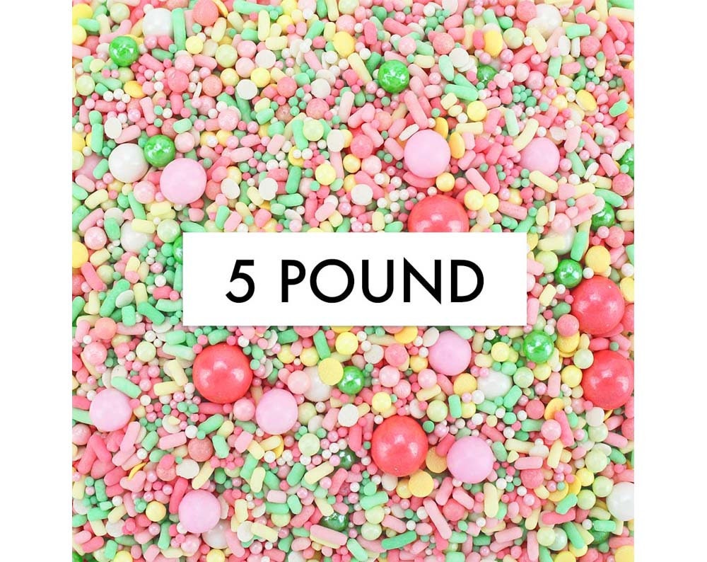 Bloom Sprinkle Blend - 5 Pounds Light Green, Yellow, White, Pink & Coral Sprinkle Blend For Decorating Cupcakes, Cakes, Cookies