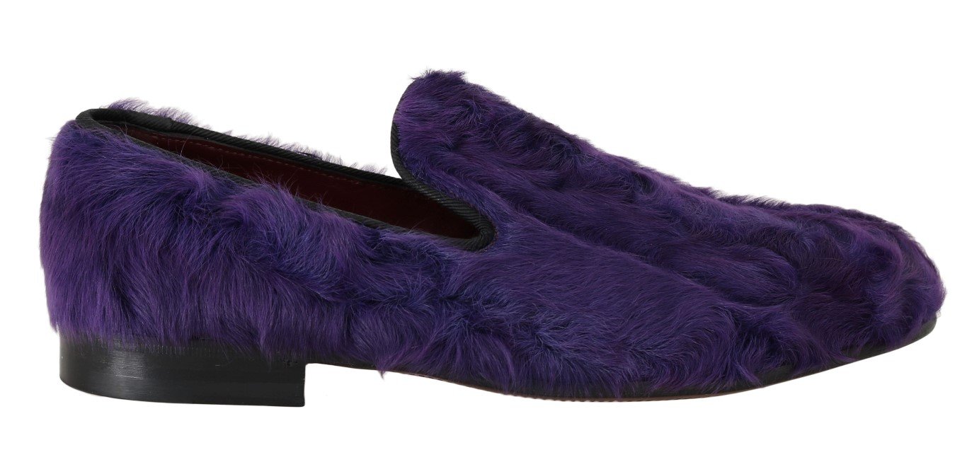 Dolce & Gabbana Women's Sheep Fur Leather Loafer Purple LA4142 - EU36.5/US6