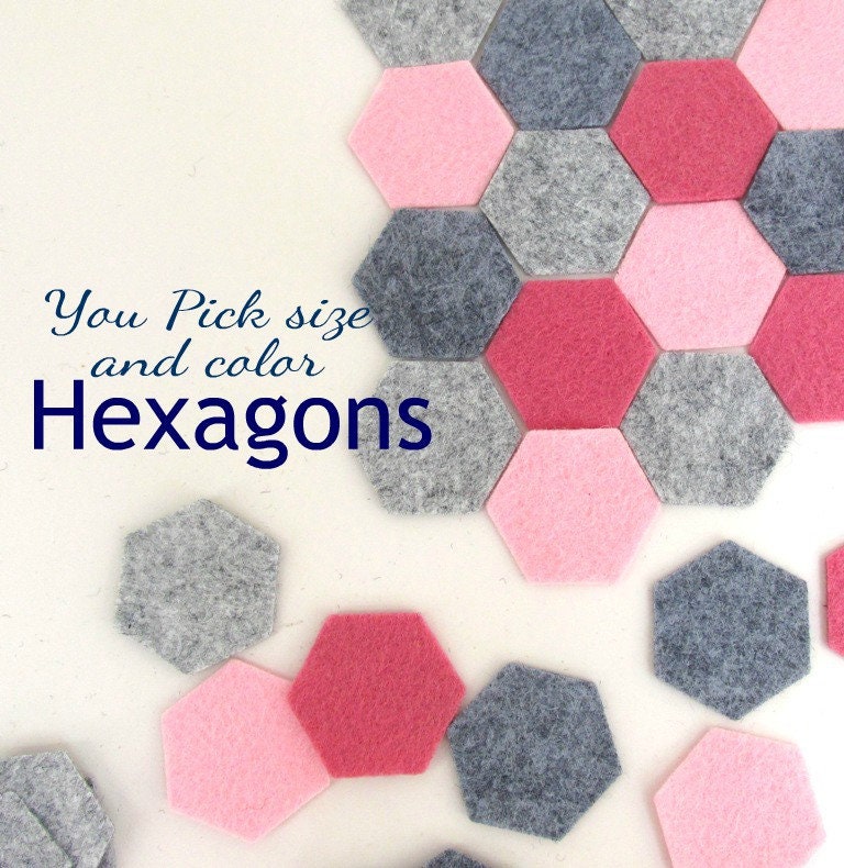 Felt Hexagons // Die Cut Merino Wool Blend Felt You Pick Size & Color