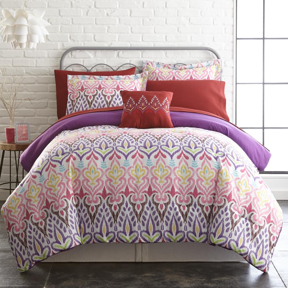 Amrapur Overseas Printed reversible complete bed set Multi Multi Reversible Queen Comforter (Blend with Polyester Fill) | 4BDSTPRTG-IKT-QN