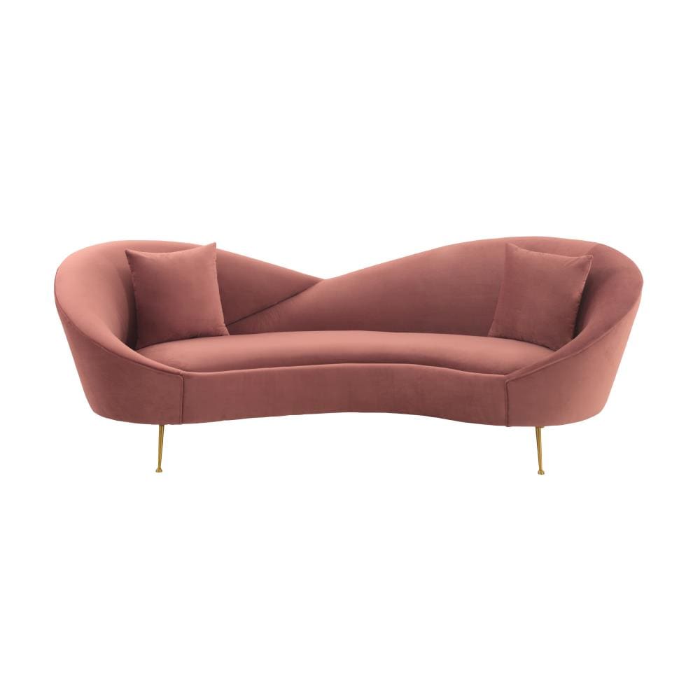 Armen Living Anabella Modern Blush Polyester/Blend Sofa in Gold | LCAB3BLUSH