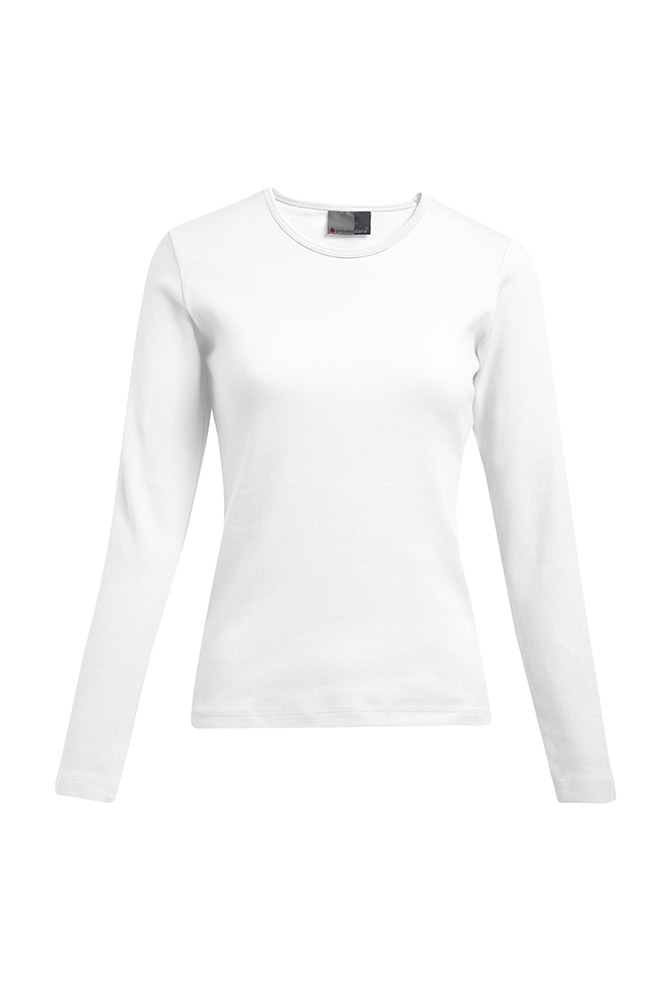 Interlock Langarmshirt Plus Size Damen Sale, Weiß, XXL