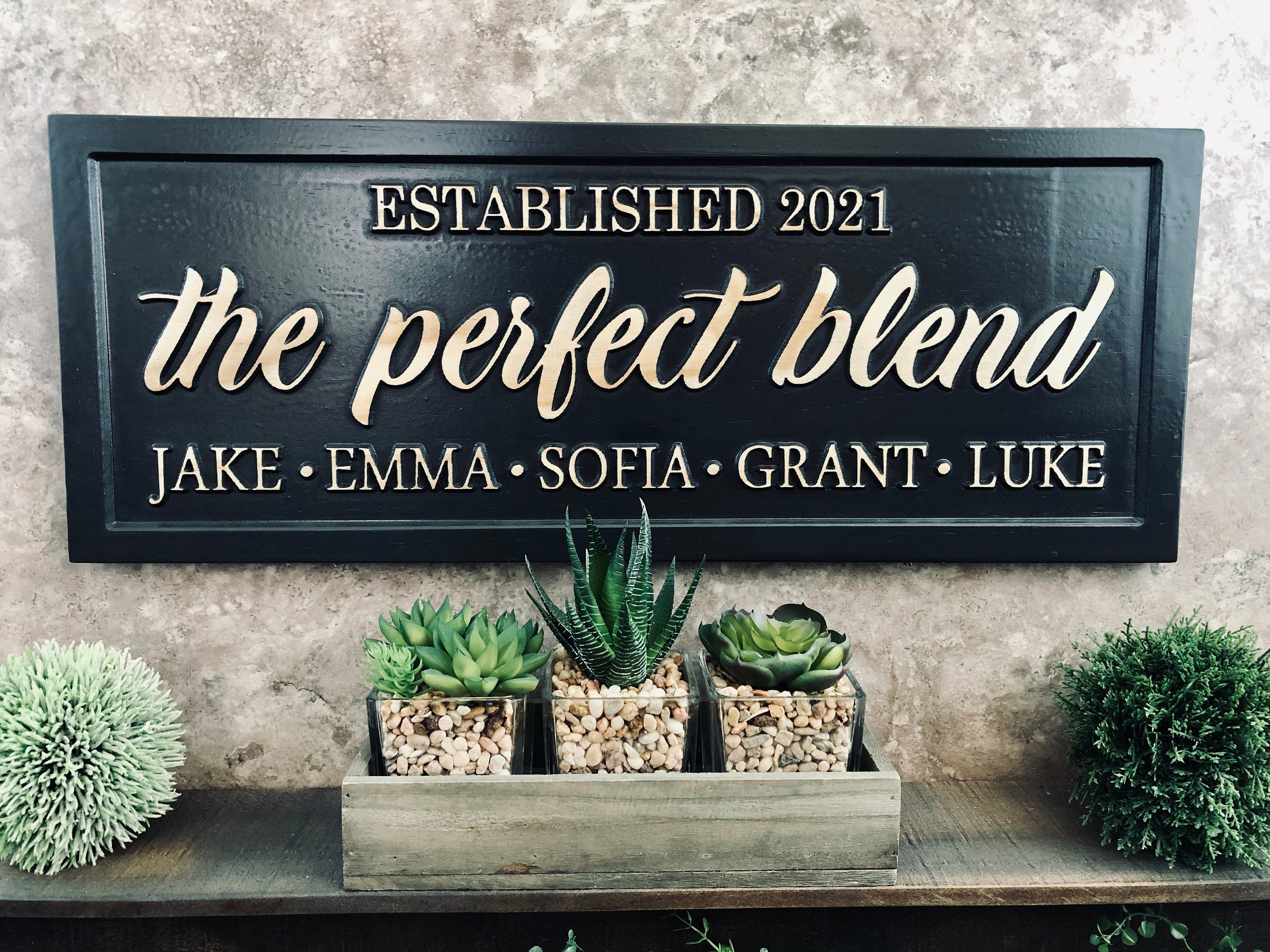 The Perfect Blend Sign Personalized Blended Family Name Custom Wedding Gifts For Couples Personalized Wood Mothers Day Gift