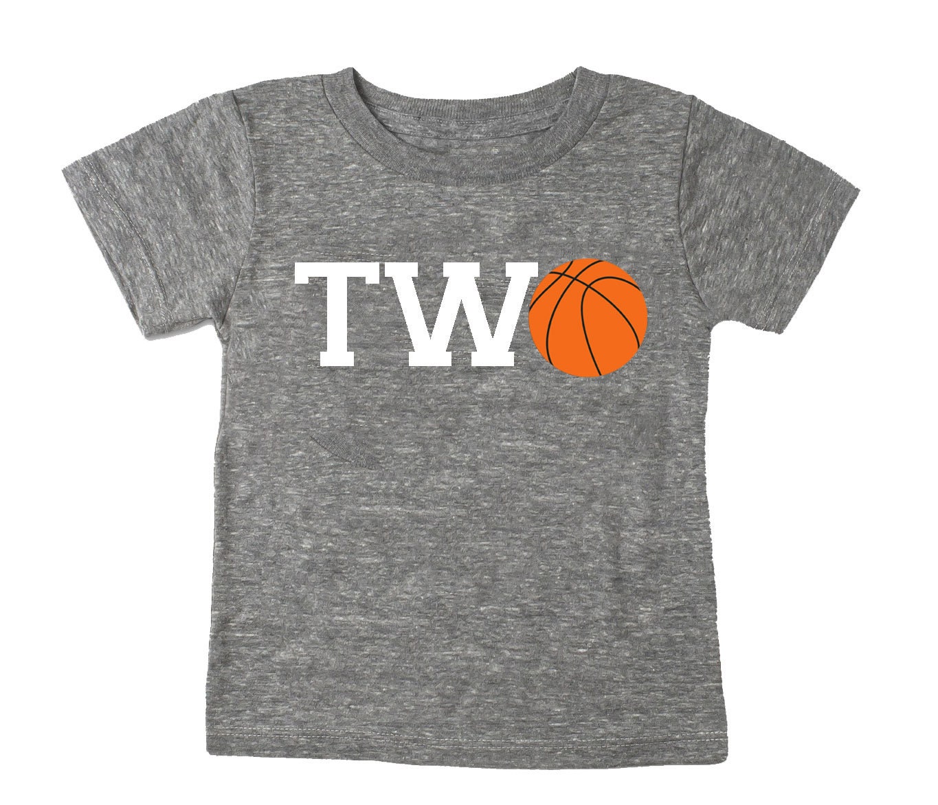 Basketball "Two' Tri Blend Toddler Birthday T-Shirt - Boy & Girl Tee