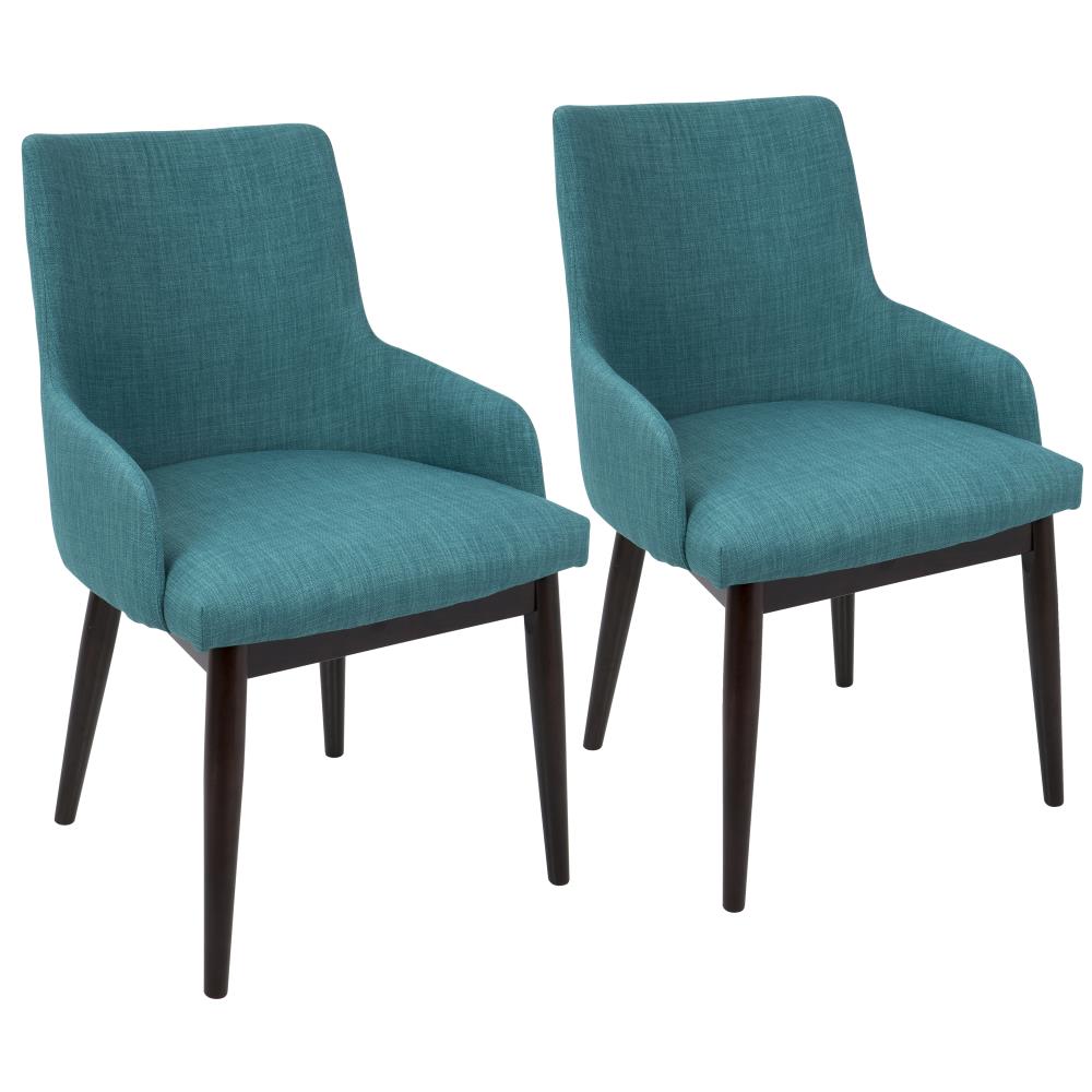 LumiSource Set of 2 Santiago Traditional Polyester/Polyester Blend Upholstered Dining Side Chair (Wood Frame) in Blue | DC-SNTGO WL+TL2