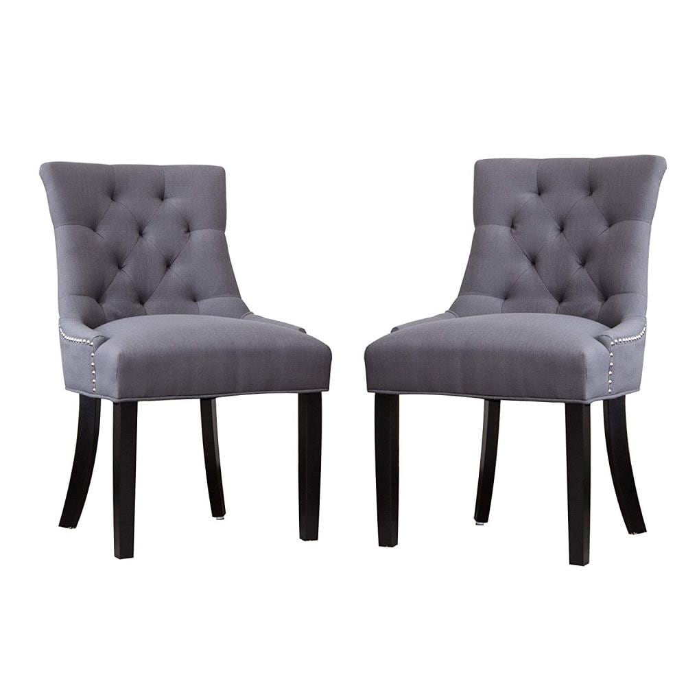 Clihome Set of 2 Dining Chair Rustic Polyester/Polyester Blend Upholstered Dining Side Chair (Wood Frame) in Gray | ZB-PH-011-2-GY