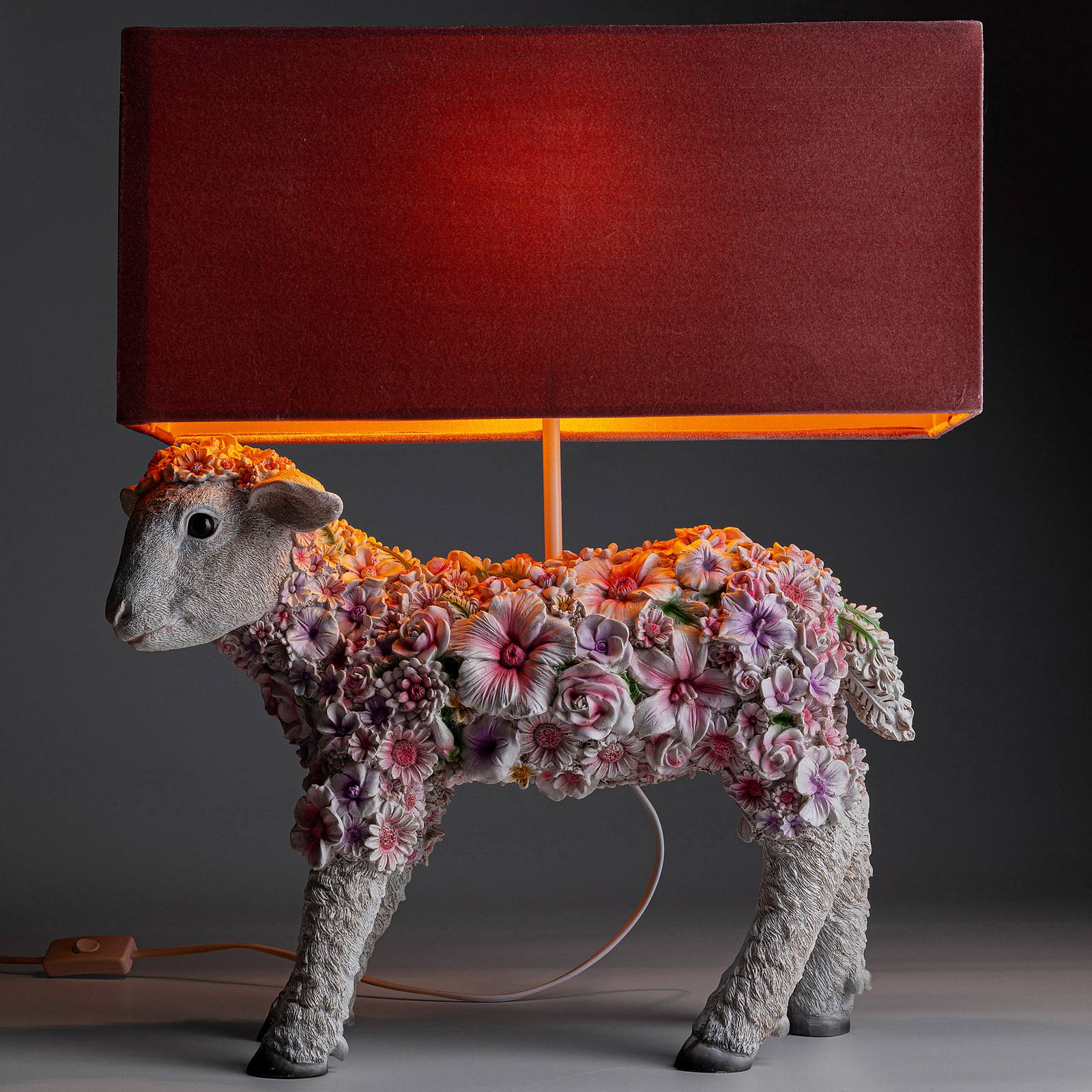 KARE Animal Flower Sheep-pöytävalo roosa varjostin