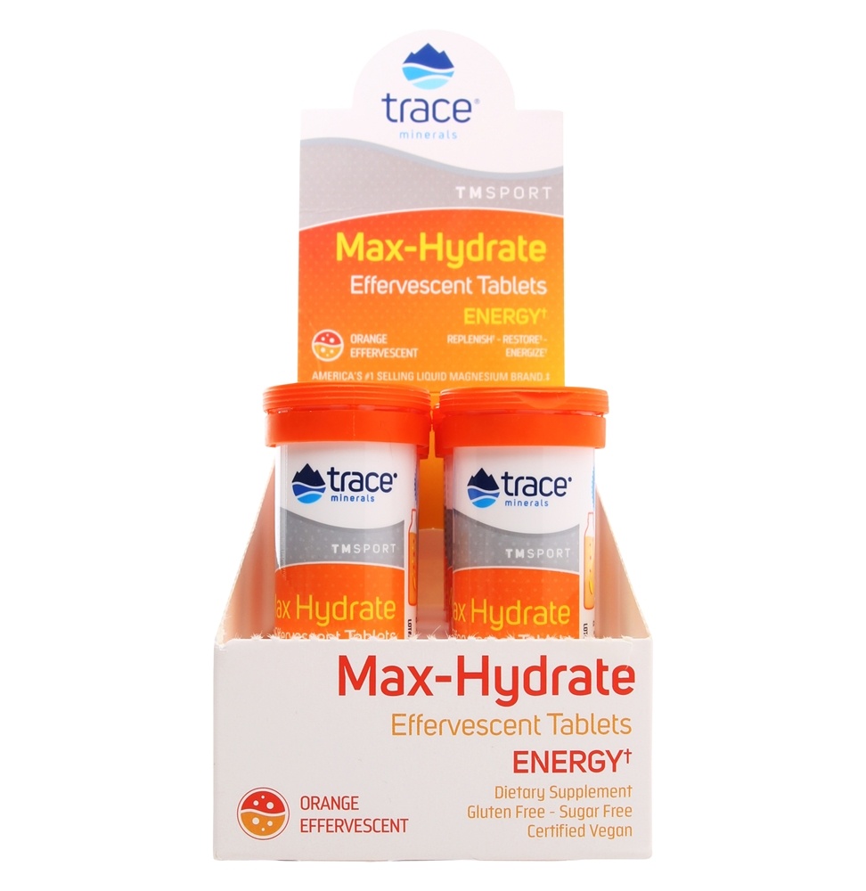 Trace Minerals Research - Max-Hydrate Energy Effervescent Tablets Orange - 8 Tubes