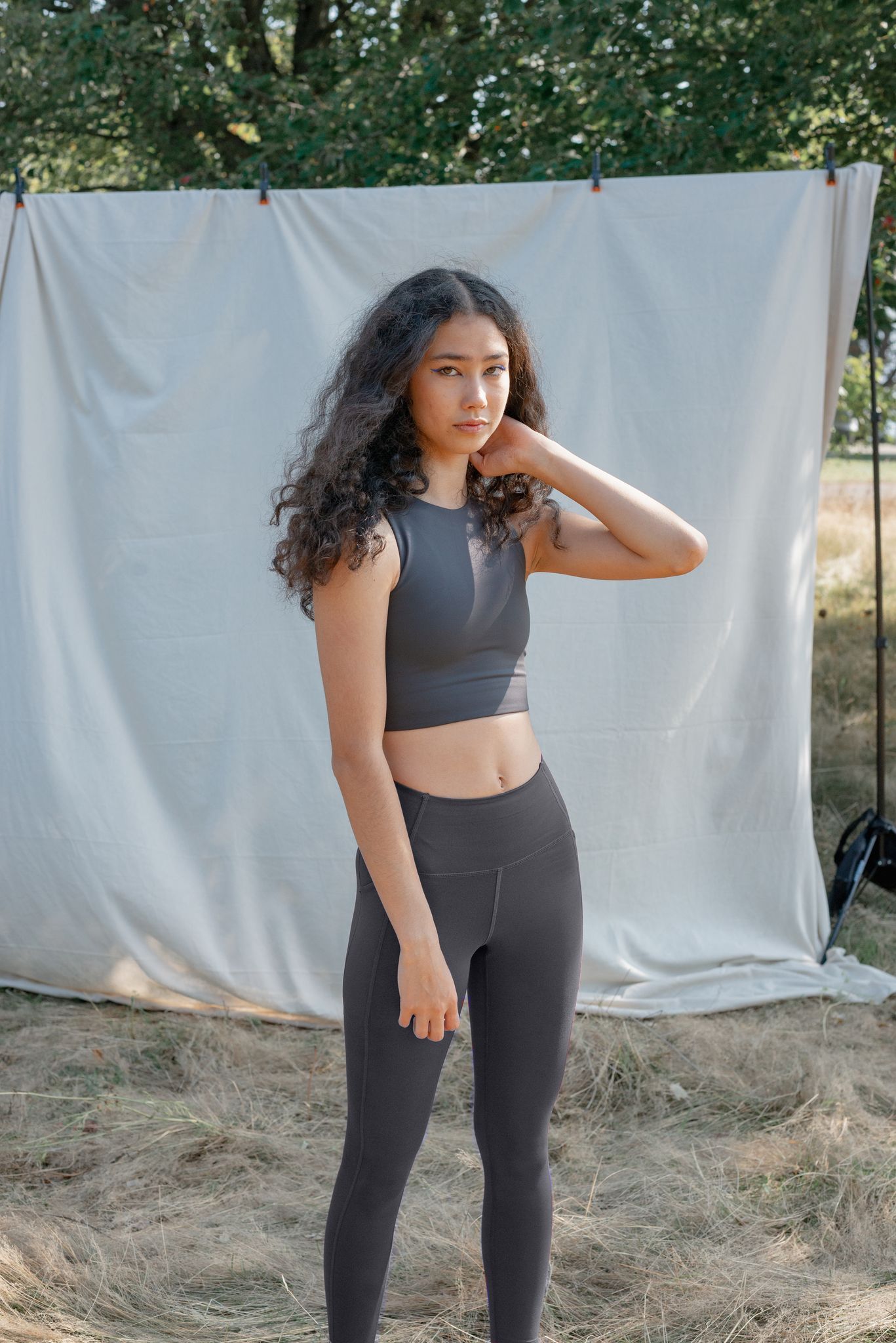Girlfriend Collection Dylan Crop Bra - Made from Recycled Plastic Bottles, Moon / XS