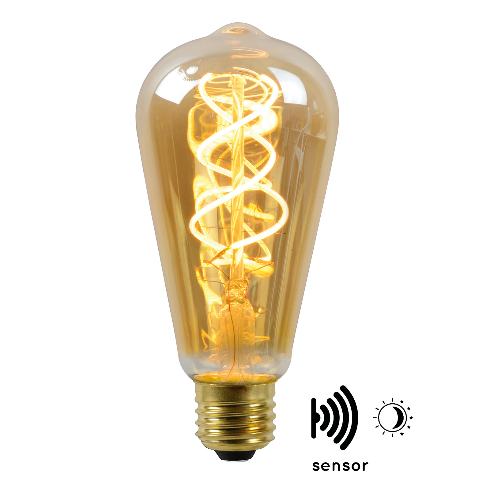 LED-lamppu E27 ST64 4W 2 200 K amber, tunnistin