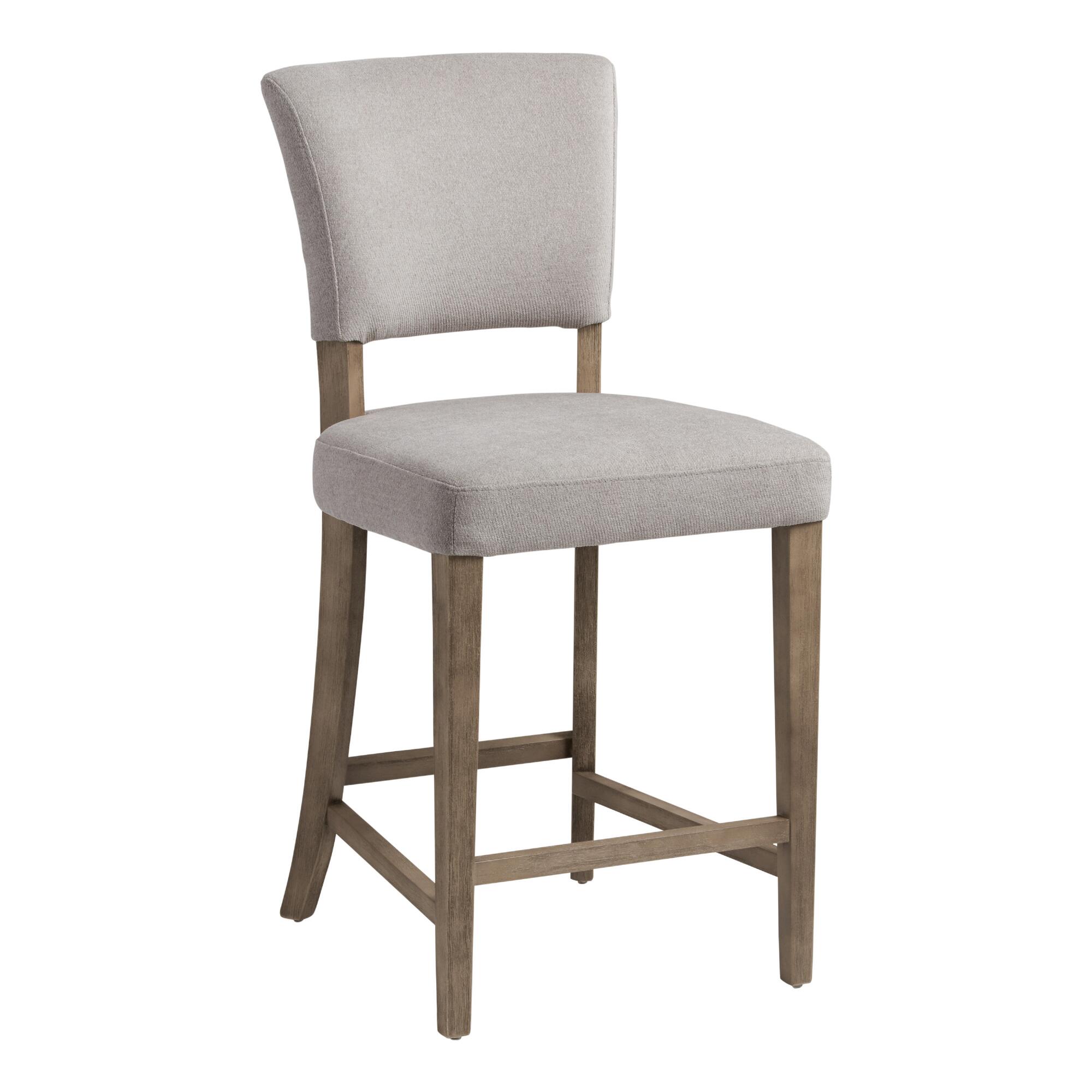 Gray Joelle Upholstered Counter Stool: Brown/Gray/Wood - Fabric by World Market