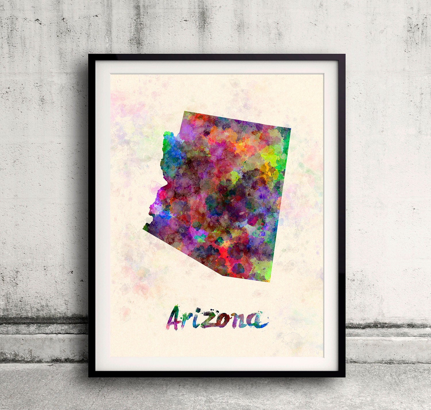 Arizona Us State in Watercolor Background 8x10 In. To 12x16 Poster Digital Wall Art Illustration Print Art Decorative - Sku 0391