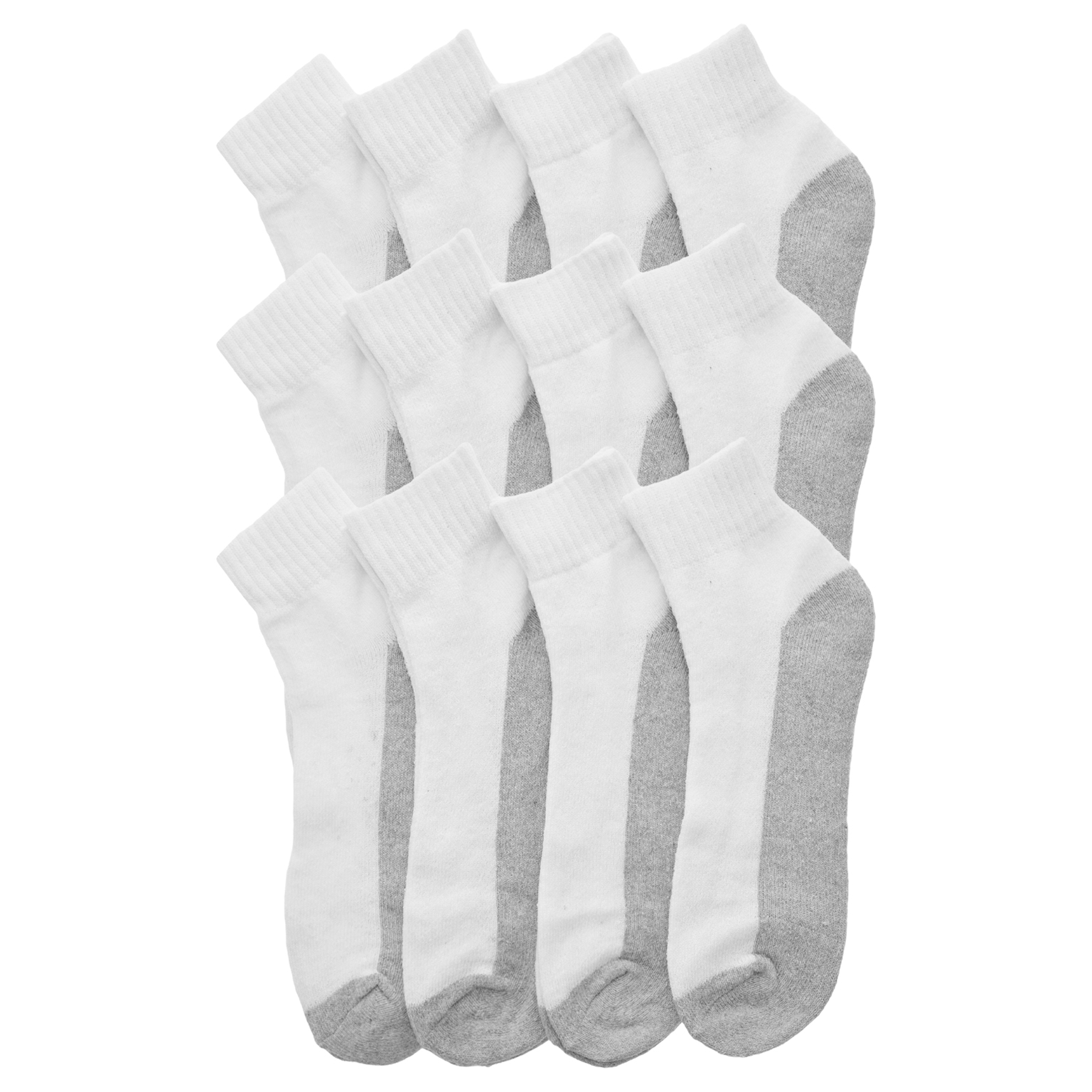 Unisex Gray / White Cotton Blend Quarter Socks - Size L / X(240x$0.64)
