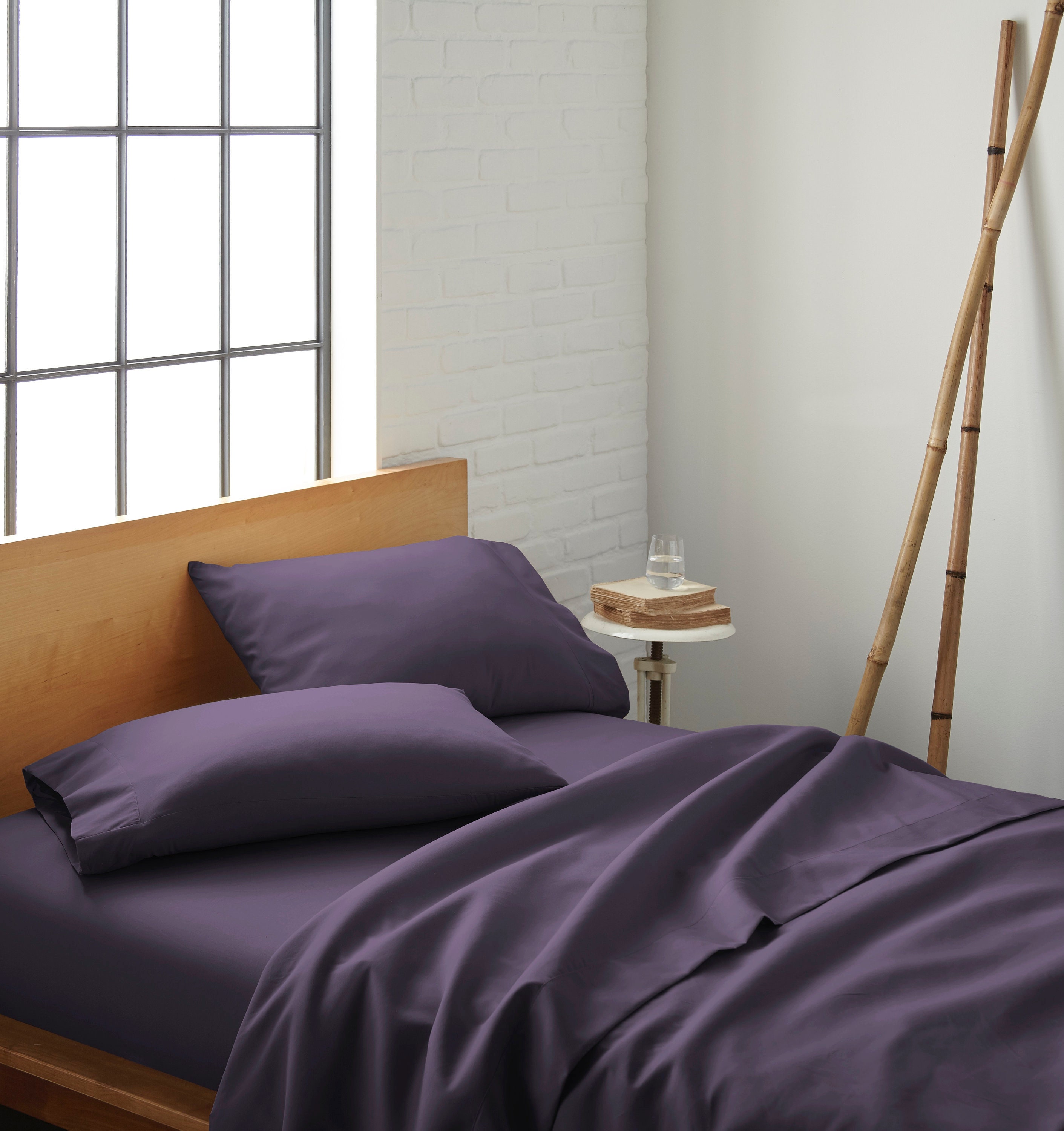 Bamboo Blend Sheet Set - Soft, Breathable, Cooling 4 Piece Bed With 13'' Deep Pockets | Plum