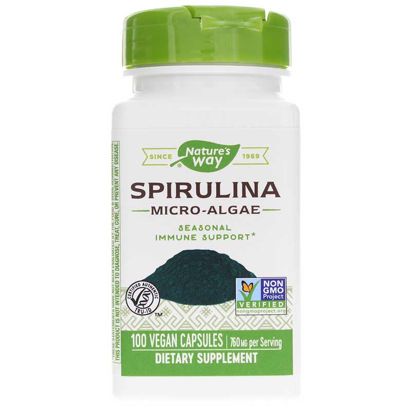 Natures Way Spirulina Micro-Algae 100 Vegan Capsules
