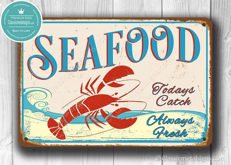 Seafood Restaurant Sign, Seafood Sign, Restaurant Vintage Style Boil Decor, Sign