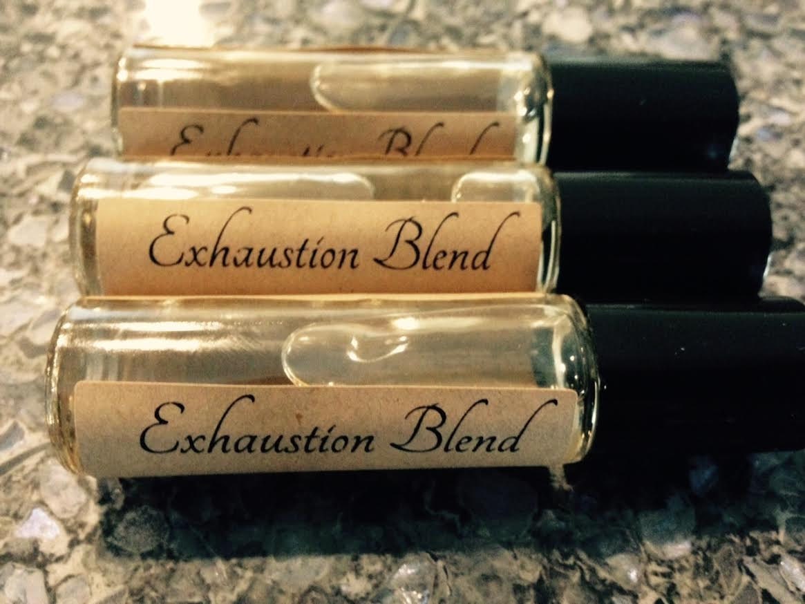 Homeopathic Exhaustion Blend, Rollerball Essential Oil Bottle 10 Ml, Therapeutic Grade