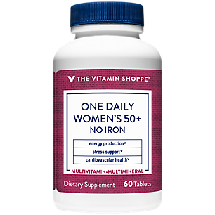 One Daily Women's 50+ Multivitamin & Multimineral - Energy Production & Cardiovascular Health - Iron Free (60 Tablets)