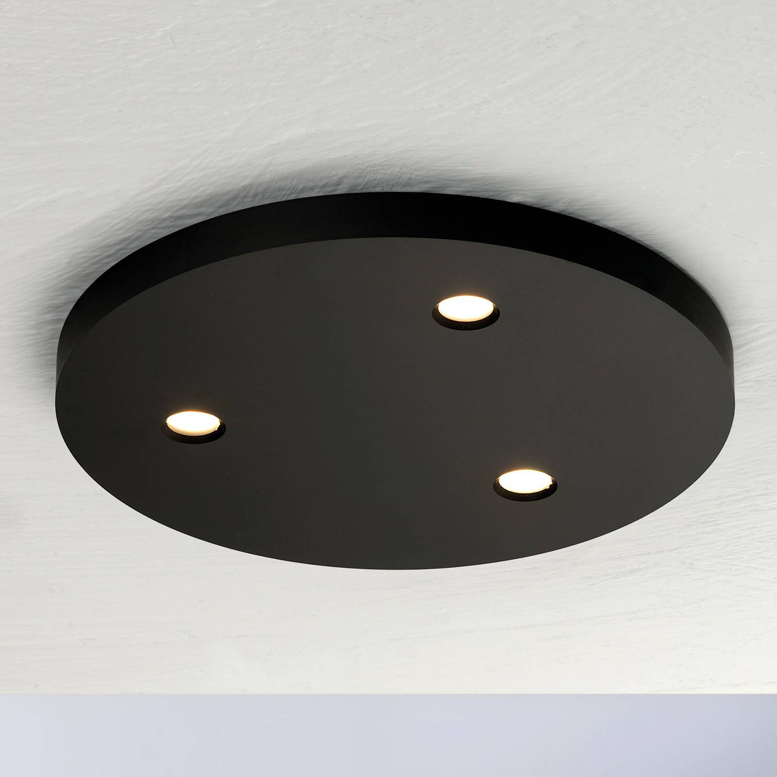 Bopp Close LED-kattovalaisin, 3-lamp, pyöreä musta