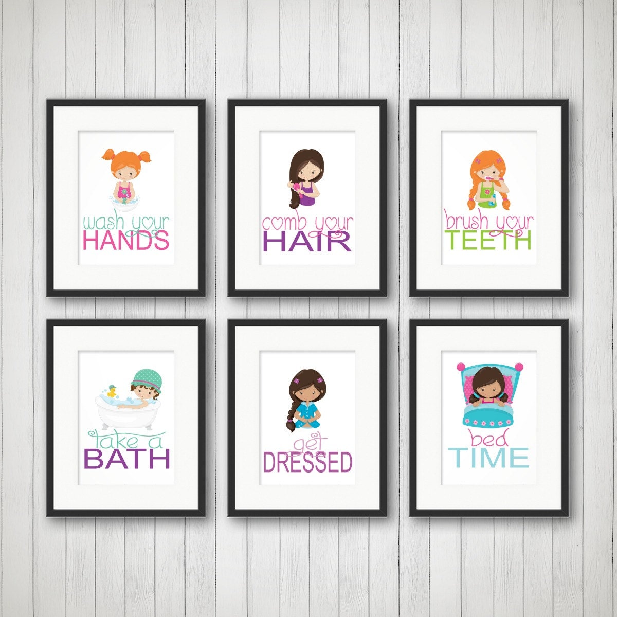 Girls Bathroom Decor, Art, Rules, Art Prints