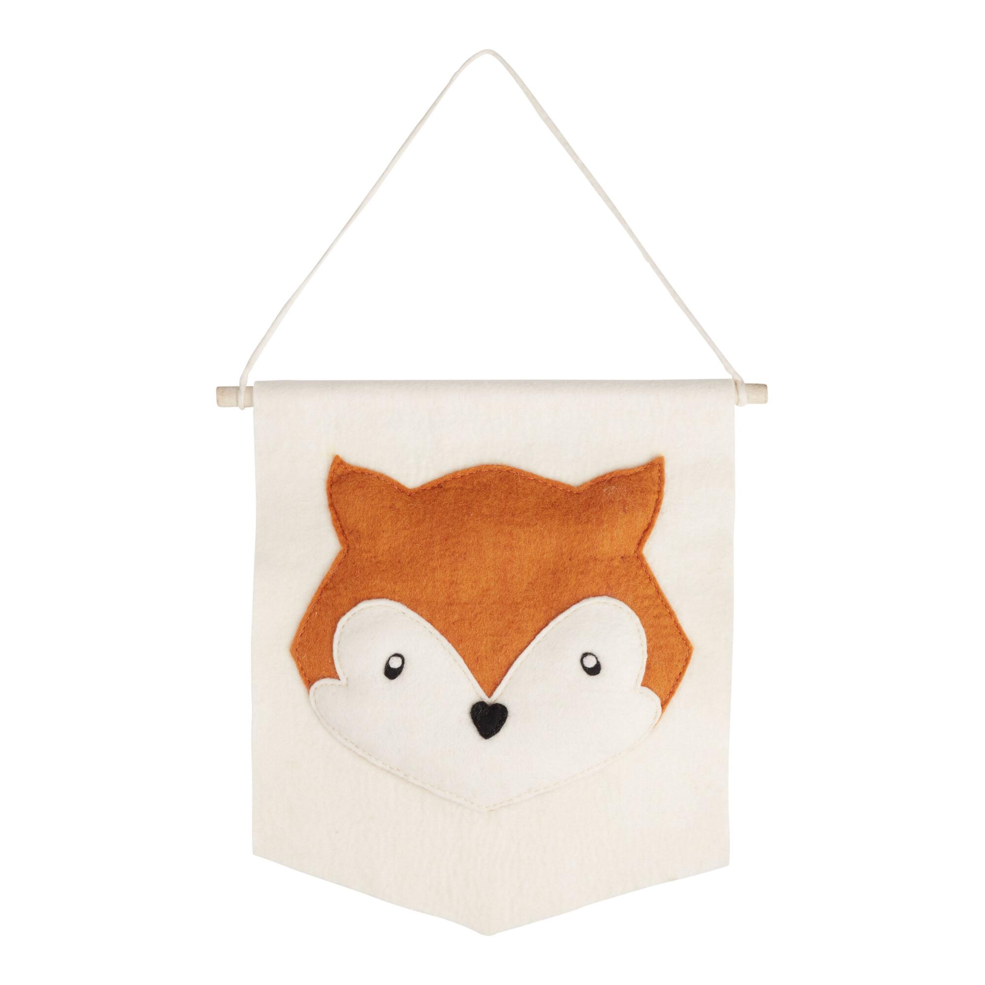 Orange And White Fox Felt Wall Hanging: Brown by World Market