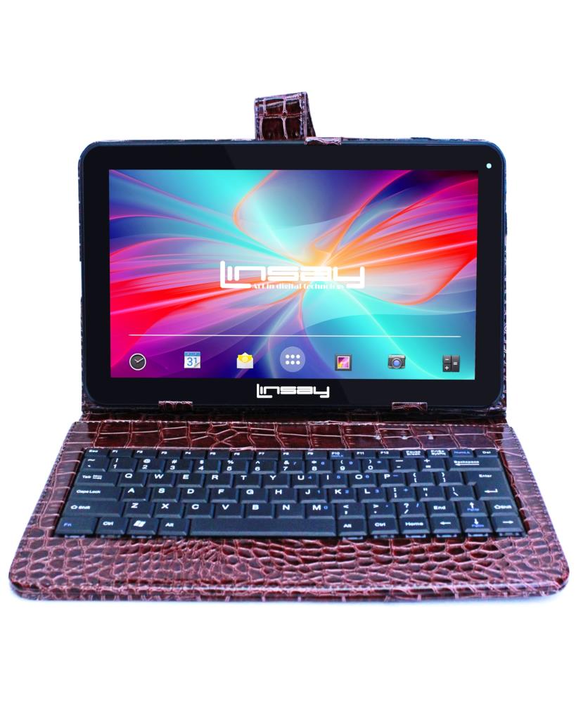 LINSAY 10.1-in Wi-fi Only Android 10 Tablet with Accessories with Case Included;; | F10XHDBKCOBROWN