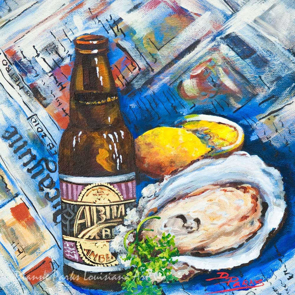 Oyster Painting, Abita Amber Beer, Seafood Art, New Orleans Seafood, Artist, Louisiana Restaurant Food Scene, Free Shipping