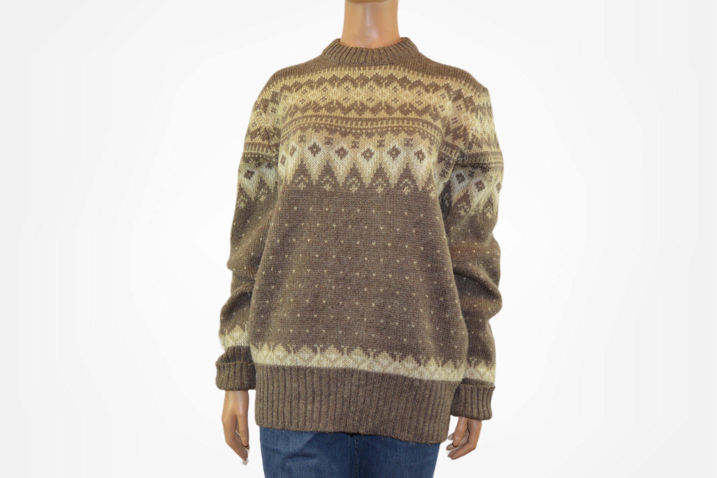 Wool Blend Sweater Vintage Fisherman Men's Pullover Size L